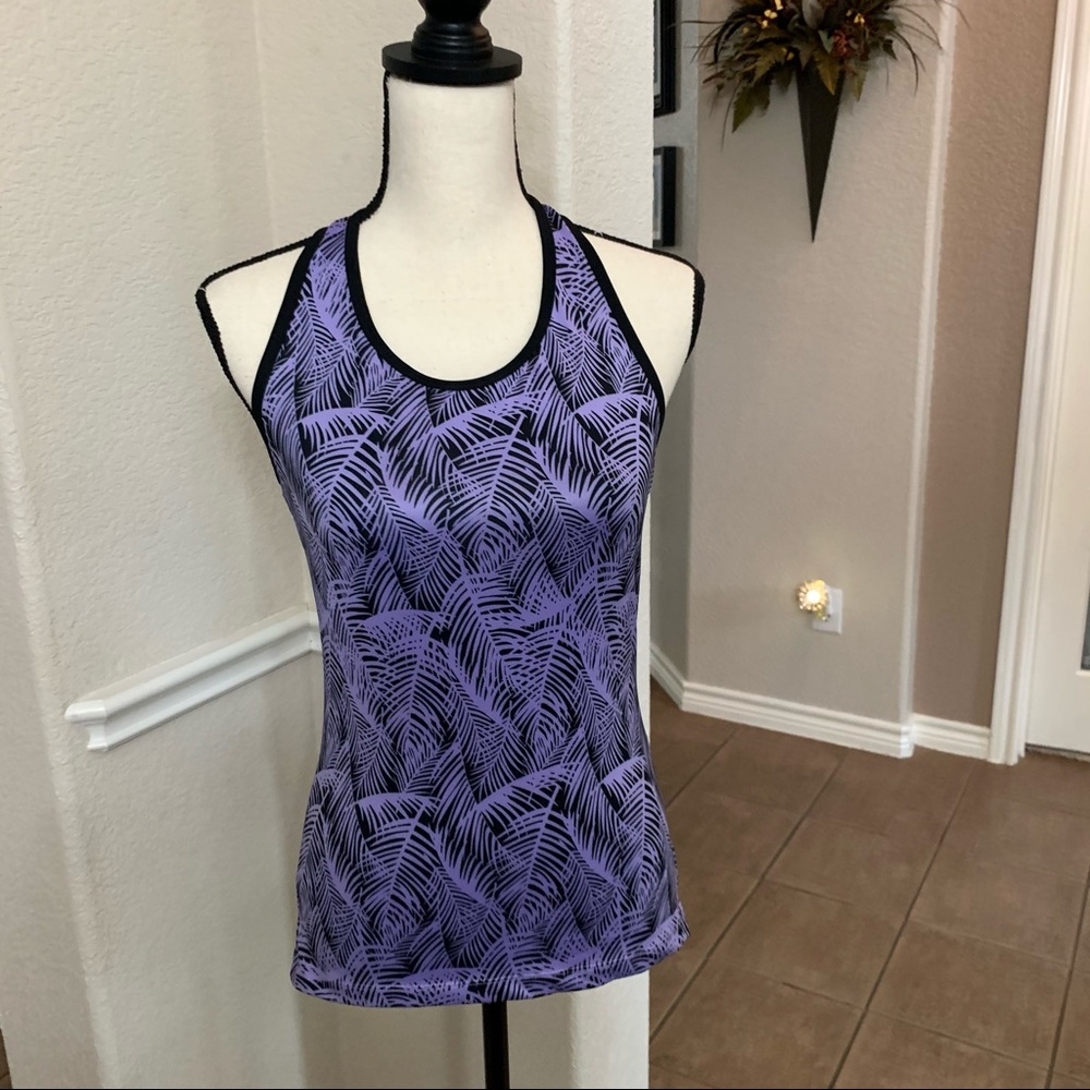 Champion purple black abstract print athletic halter tank top Size M